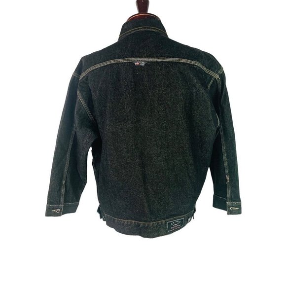 Medium U.S. Polo Association Men's Black Embroidered Jean Jacket 100% Cotton - Picture 8 of 9
